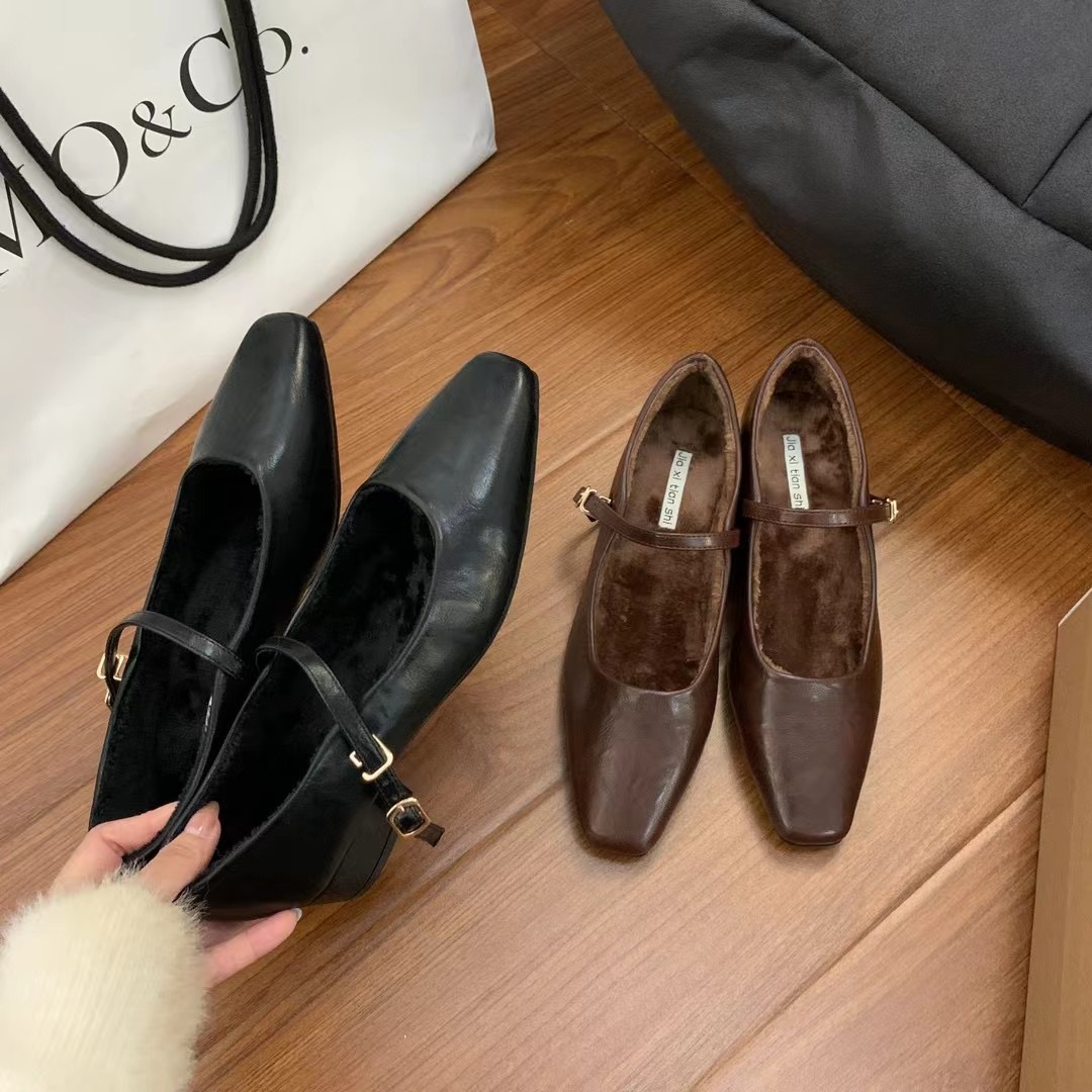 单鞋小皮鞋秋冬保暖棉鞋加绒女鞋