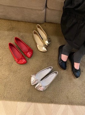 CHIC2024NEW SPRING：韩国春季新款复古经典款四季蝴蝶结软底单鞋