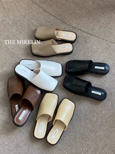 CHIC 2023春款 ：卢瓦尔晚风 百搭经典款复古方头软皮懒人包头拖