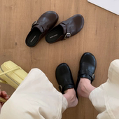 MUMIXI 外穿一脚蹬休闲包头半拖懒人鞋 百搭皮带扣勃肯拖鞋 女春季