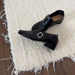 皮带扣小众设计感分趾鞋女复古文艺懒人一脚蹬软皮小皮鞋