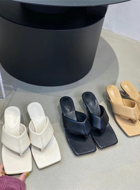 CHIC 2022 new arriv ：满足一切搭配显瘦时髦夹趾方头高跟凉拖