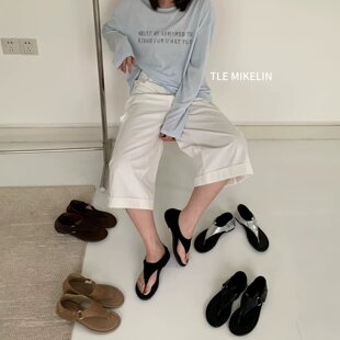 TLE MIKELIN 2026年夹趾人字拖鞋女外穿平底度假风软底舒适罗马鞋