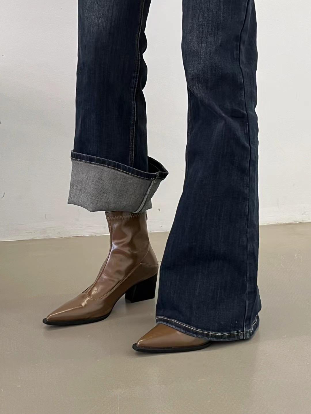 短靴韩系极简百搭软皮瘦瘦靴女