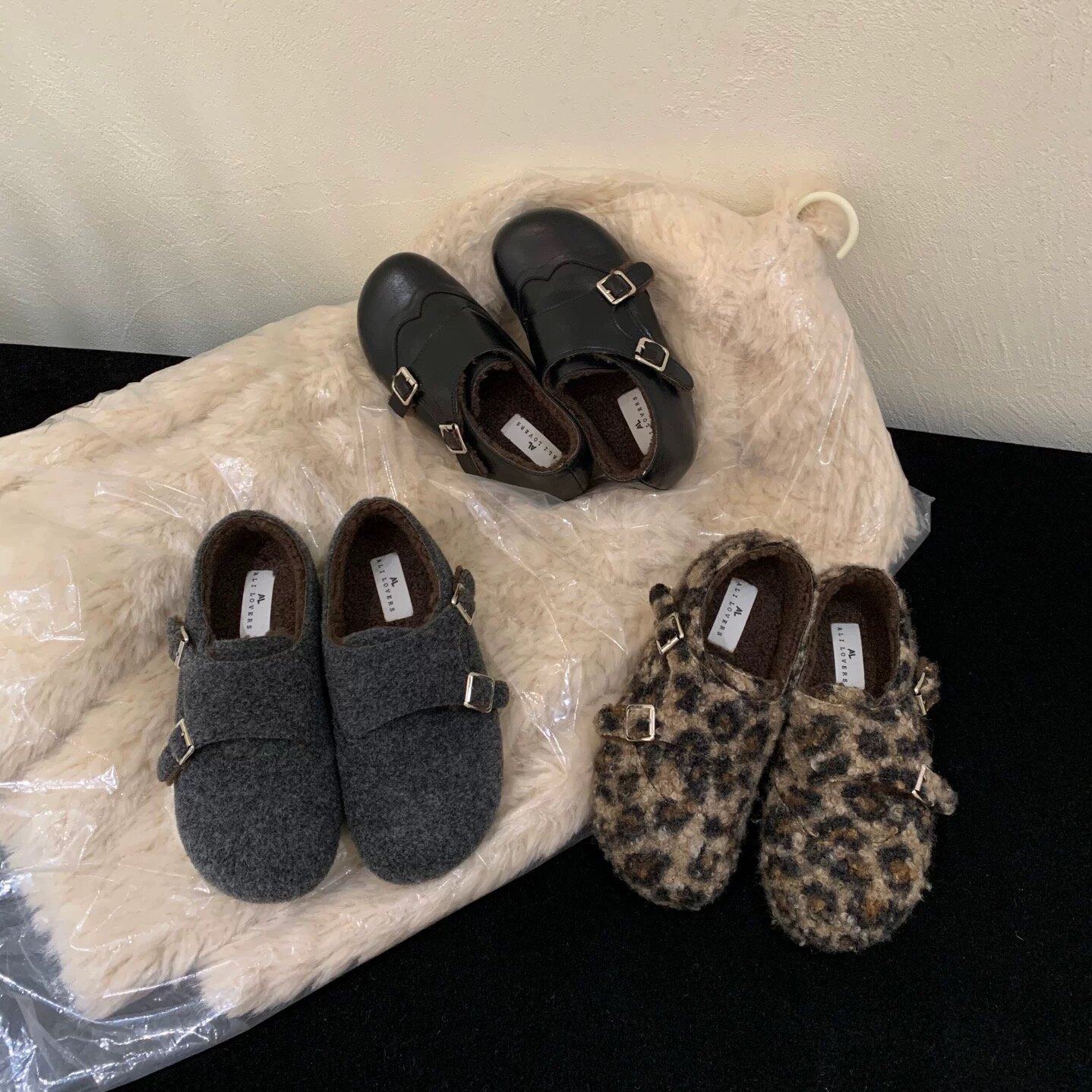 ALILOVERS 韩版搭扣勃肯鞋女2025年秋冬加绒懒人鞋平底软底一脚蹬,女鞋,浅口单鞋,淘宝优惠券,粉丝福利购,淘宝优惠卷