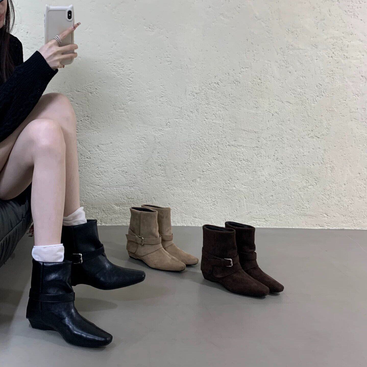 ALILOVERS 法式复古短筒低跟裤管靴女2025秋冬新款气质时尚瘦瘦靴,女鞋,时装靴,淘宝优惠券,粉丝福利购,淘宝优惠卷