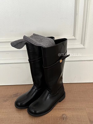 韩国Ins博主穿搭款高筒长靴女圆