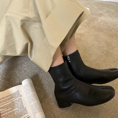 设计师款春秋冬季侧拉链巨显瘦靴