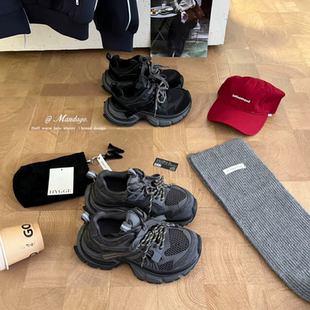 THEMANDAGO芒大果 时髦歪头双鞋带拼接网面厚底老爹鞋女款运动鞋