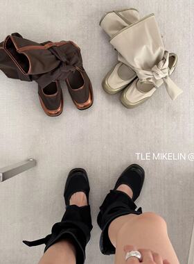 TLE MIKELN 韩式一字拖女夏季平跟方头防滑拖鞋日常外穿凉拖高跟
