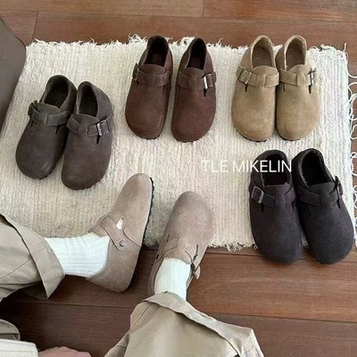 TLEMIKELIN秋冬氛围感~秋冬经典百搭加绒勃肯鞋内增高一脚蹬棉鞋