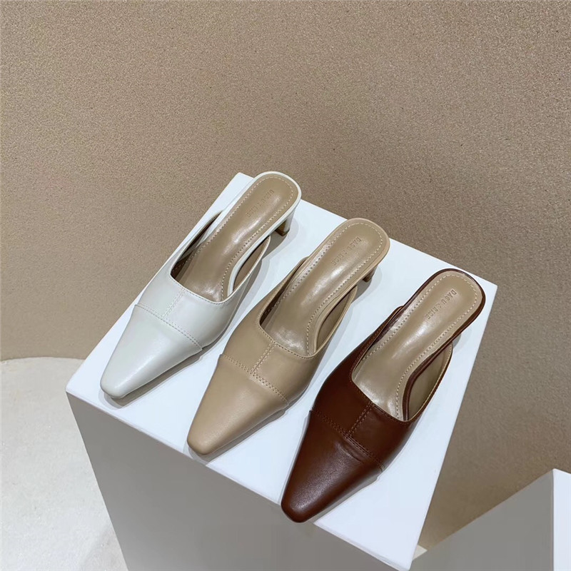 2020夏季新款拼接包头中跟凉拖鞋