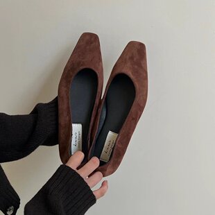 复古气质通勤百搭瓢鞋 DUXI都熙 2024新款 晚晚风方头平底单鞋 法式
