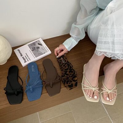 拖鞋女夏法式软底海边沙滩凉拖