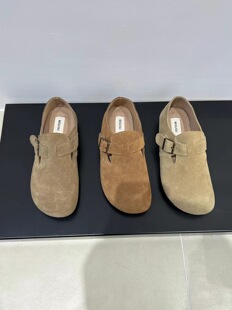 MIGUGU米谷谷 软软的超好穿！森系复古真皮勃肯鞋厚底一脚蹬单鞋