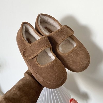 厚底真皮加绒魔术贴勃肯鞋2024