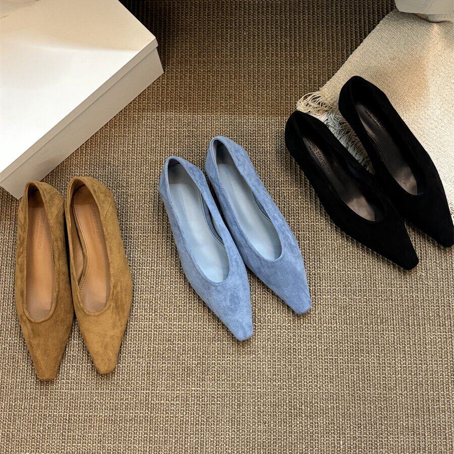 尖头浅口单鞋女2026春季新款配裙子女鞋内增高平底鞋子豆豆鞋瓢鞋