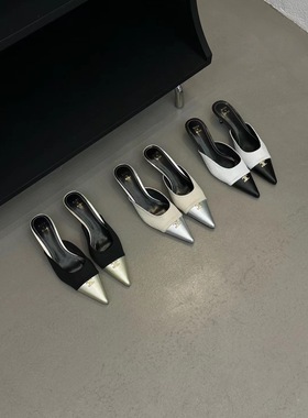 CHIC FUN 23/S春季新品 ：恰好的温婉气质设计复古撞色包头拖鞋