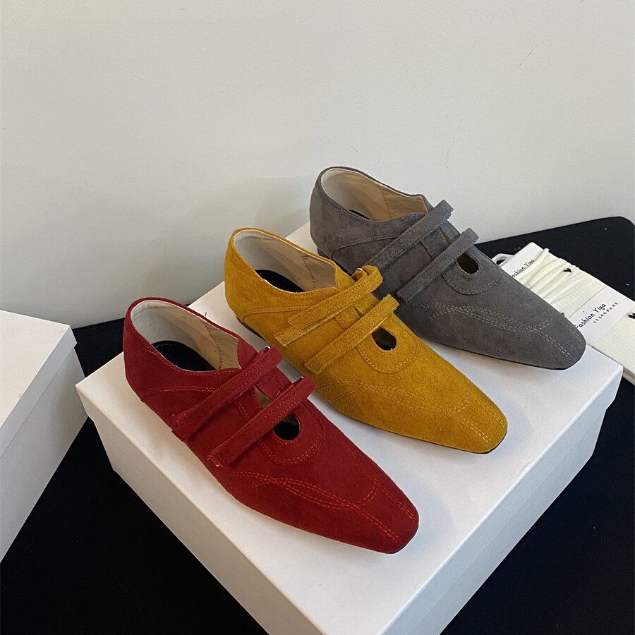 玛丽珍鞋子百搭通勤低跟黄色单鞋