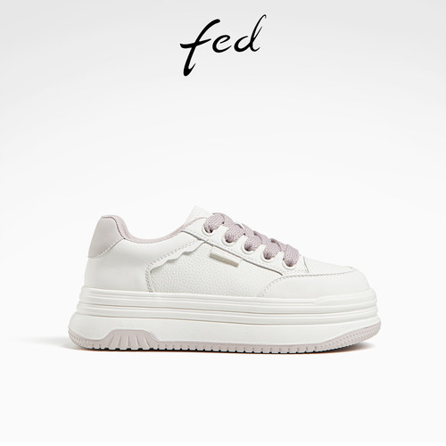 fed厚底小白鞋轻便皮面休闲鞋