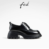 袁雨萱同款 粗跟牛津鞋 fed深口单鞋 女鞋 黑色小皮鞋 女款 ZC066