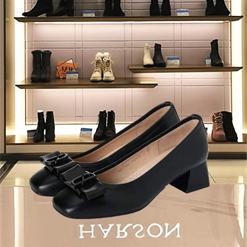 卡迪娜商场同款粗跟中跟舒适单鞋