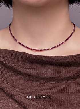 高级感天然石榴石项链
