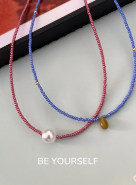 春夏彩色多巴胺极细串珠项链