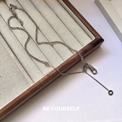 钛钢中长款项链毛衣链女