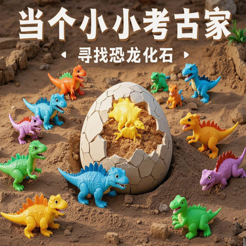 恐龙蛋化石考古挖掘玩具手工diy制作摆地摊