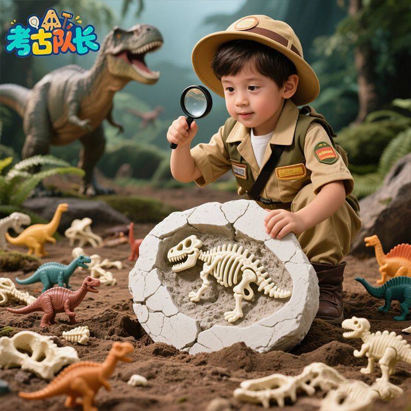 考古挖宝玩具侏罗纪恐龙宝藏男女孩动手工DIY三角龙霸王龙B,玩具/童车/益智/积木/模型,挖宝玩具,淘宝优惠券,粉丝福利购,淘宝优惠卷