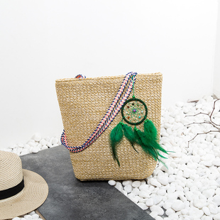 大容量手提 简约百搭复古风草编包韩版 包包女2021夏款 背挎两用新款