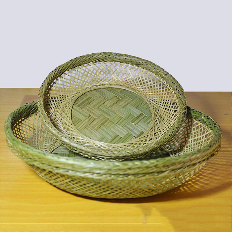 手工竹编圆形手工篮子创意收纳篮