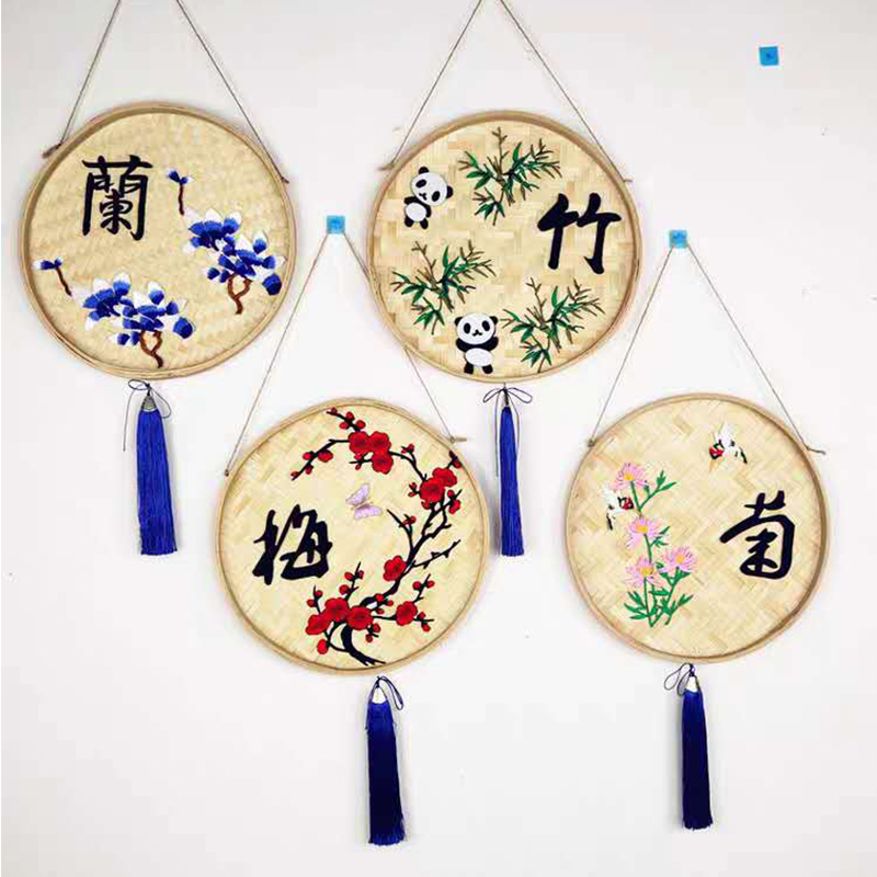 编织篮diy竹编竹簸幼儿园绘画空白箕编织圆竹匾竹筛子农家乐装饰