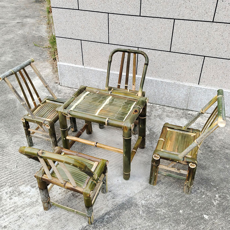 竹编手工桌凳茶几套装农家复古