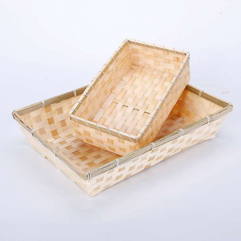 编织竹娄筐新款创意长方形竹编制品家用环保零食蔬果筐厨房收纳筐