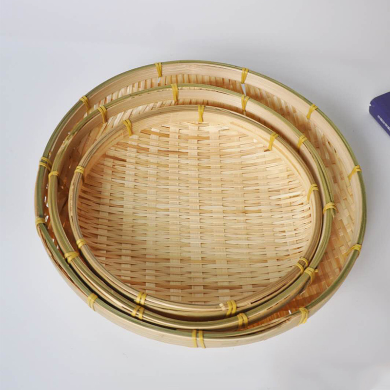 手工竹编托盘农家竹制品复古摆件