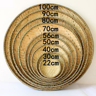 大簸箕竹青编织圆形 特大无孔家用晒茶叶竹筛子农家晒菜神器 竹编