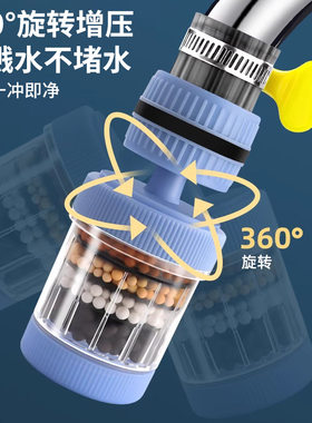 厨房水龙头过滤器家用净水器水龙头万向防溅接头延伸旋转水嘴神器