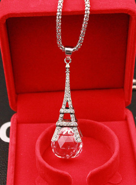 埃菲尔铁塔水晶球项链