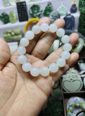 天然玉石和田玉白玉手串一级白卡12精品手链