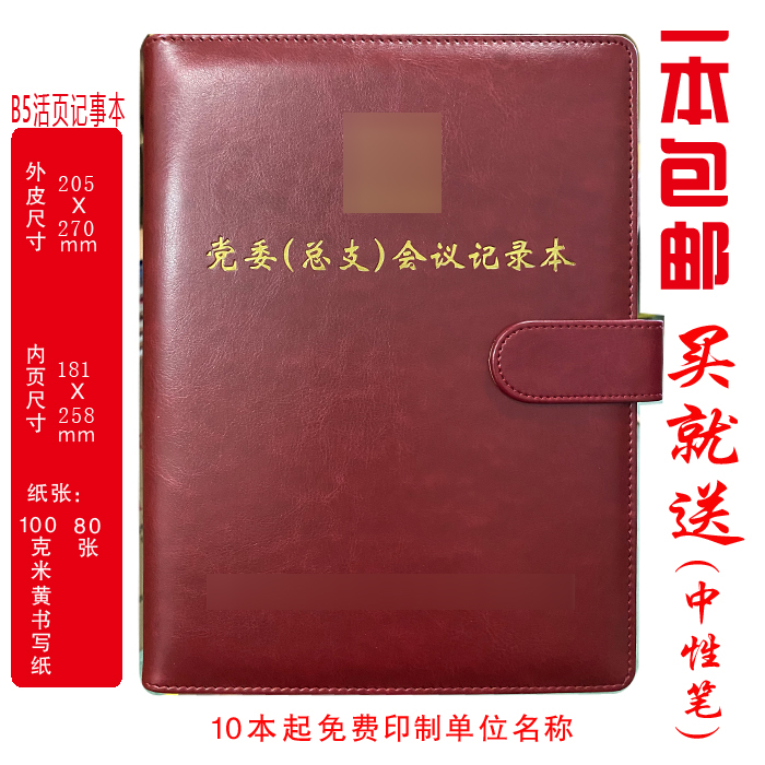 定制  党委（党总支）会议记录本党员会议记录本B5活页线装印LOGO