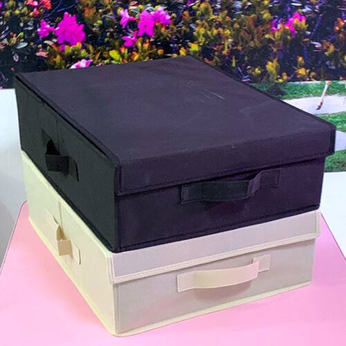 35 44 14CM 纯色无纺布收纳盒有盖加厚衣物整理箱内衣折叠储物盒