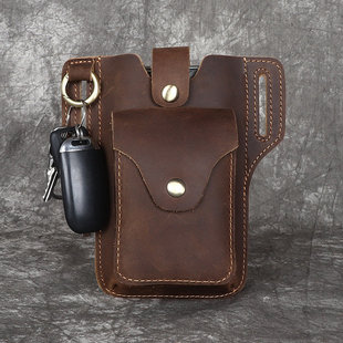 真皮轻便手机包男士挂腰包牛皮包包穿皮带腰带腰间干活复古手机套