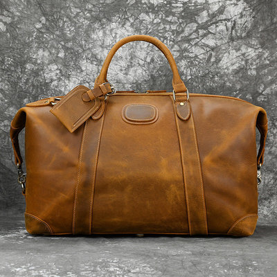 跨境男士真皮旅行包疯马大容量