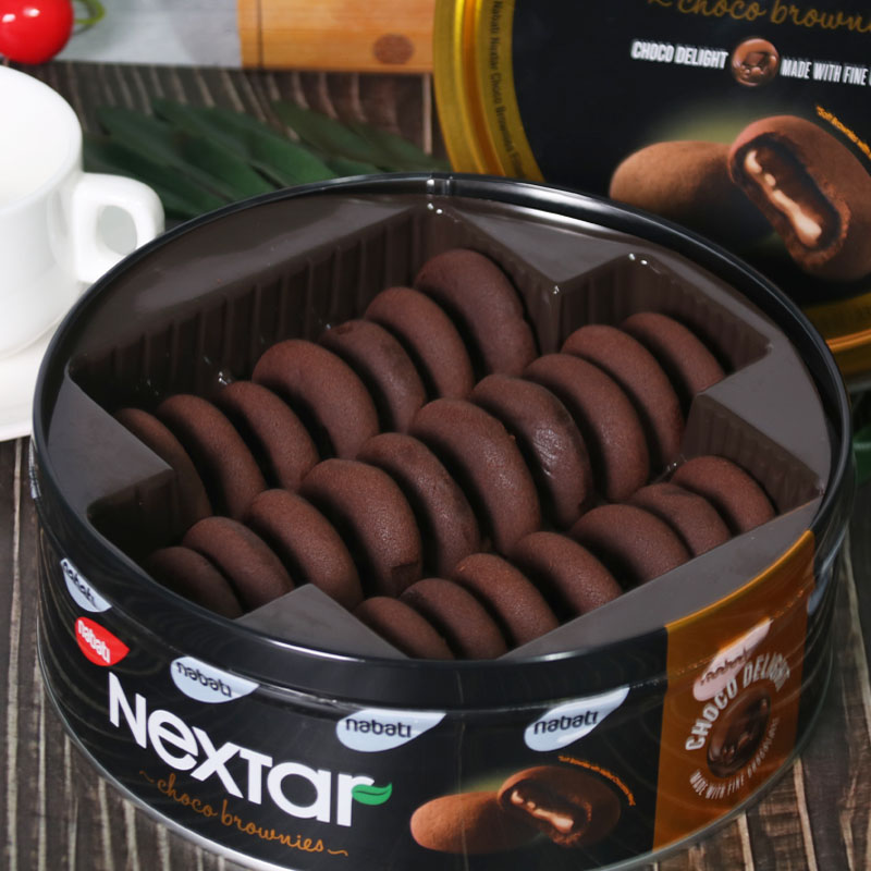 印尼纳宝帝软心趣布朗尼风味注心曲奇336g礼盒铁罐装爆浆夹心饼干