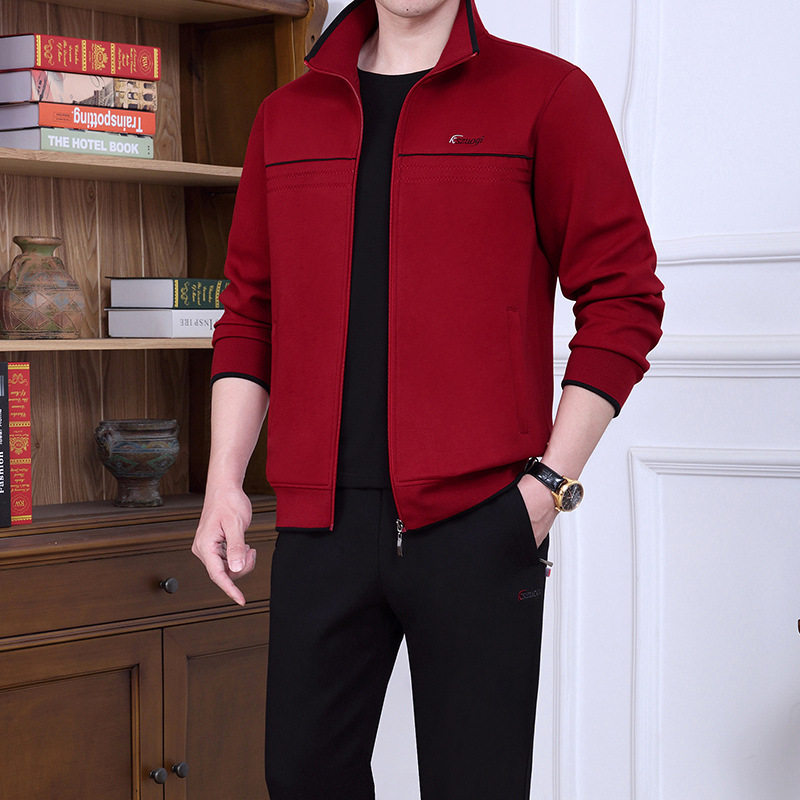 爸爸秋装运动套装男士春秋季2022新款中老年卫衣三件套休闲运动服,男装,中老年套装,淘宝优惠券,粉丝福利购,淘宝优惠卷