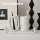 LENYVASEN 卫浴三件套卫生间刷牙漱口杯陶瓷托盘套件 浴室洗漱套装