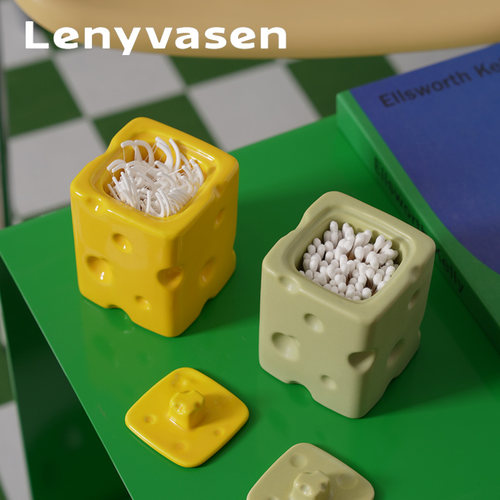 LENYVASEN陶瓷奶酪棉签收纳罐