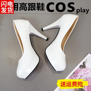 5cm粉色高跟鞋细跟中跟10cm粗跟黑色大码红色cos万用白色礼仪皮鞋